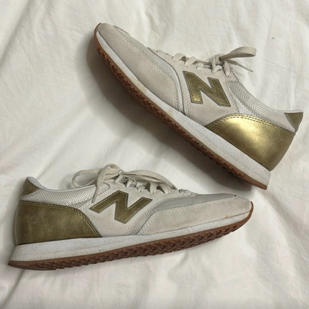 New Balance Gold and Cream Sneakers